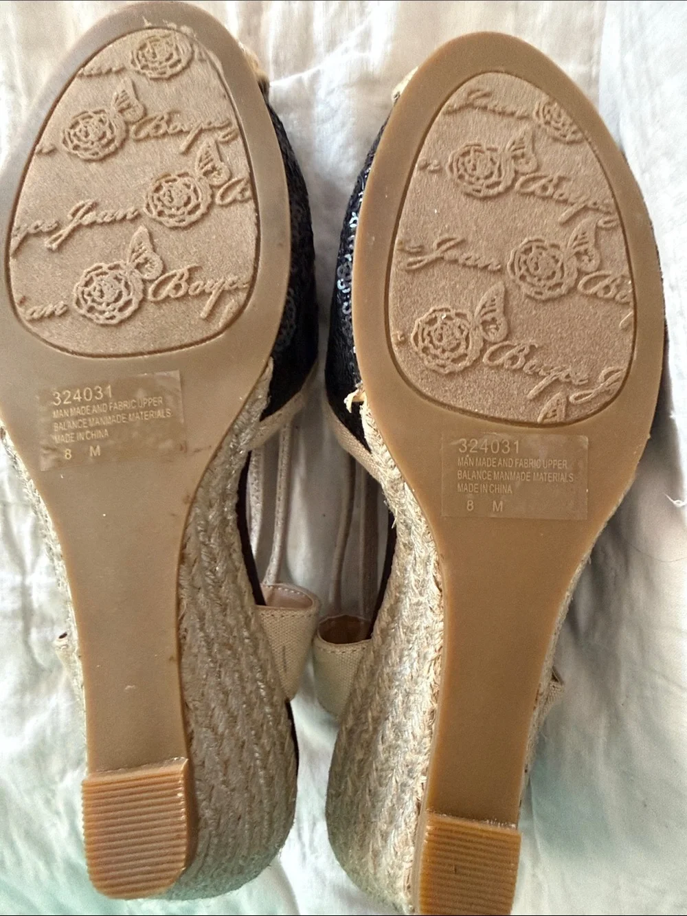 Joan Boyce Stacy Square B Black Sequin Espadrille Slingback Flats - Women's